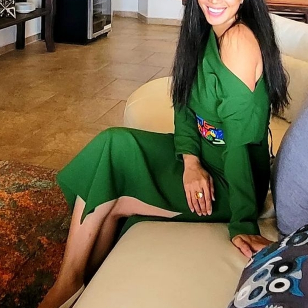 Zara Matching Sets Elegant Green Off-Shoulder Top